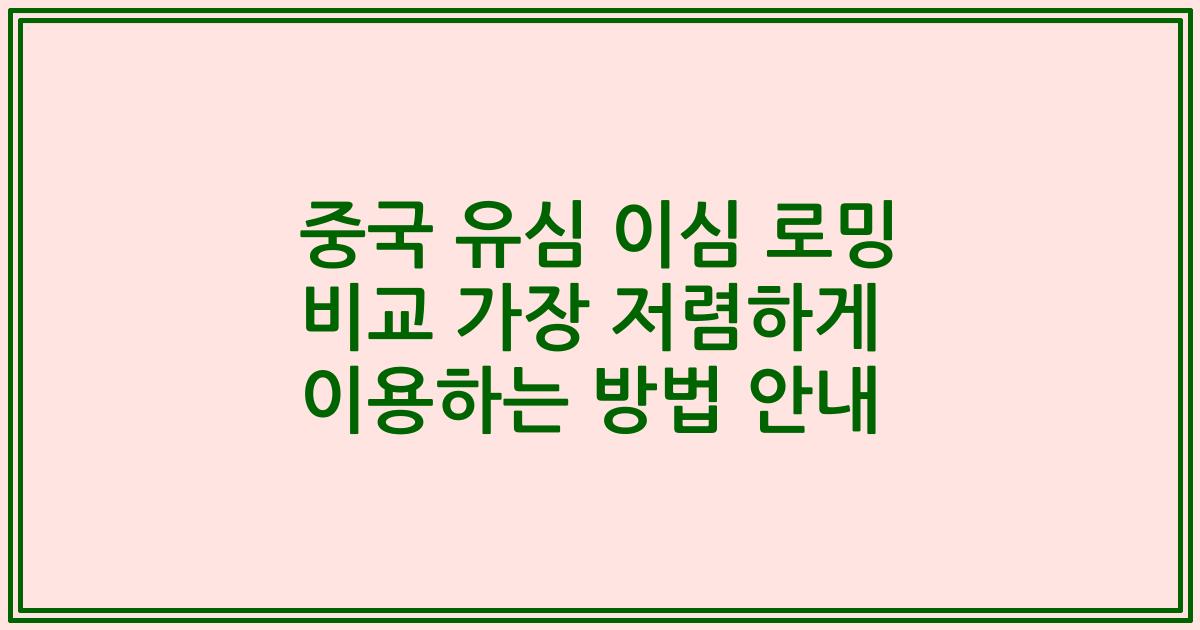 중국 유심 이심 로밍 비교 가장 저렴하게 이용하는 방법 안내